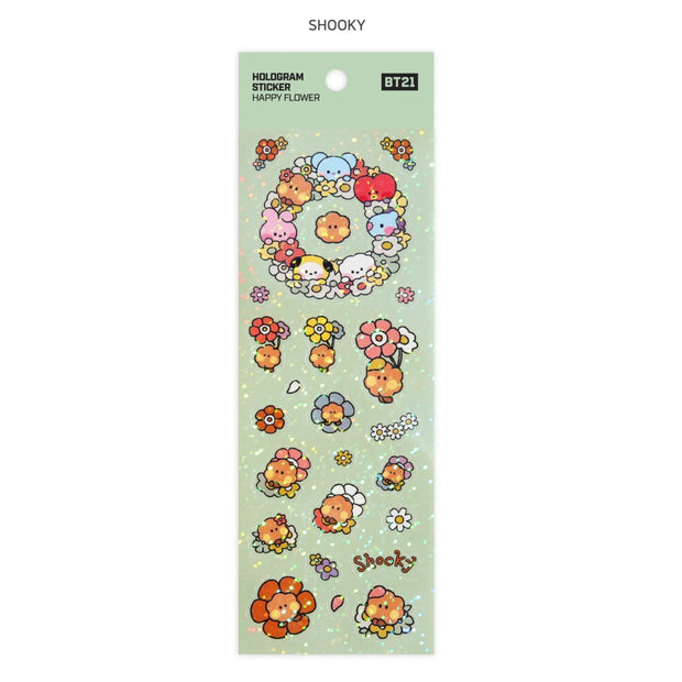 BT21 - OFFICIAL HOLOGRAM STICKER/ HAPPY FLOWER