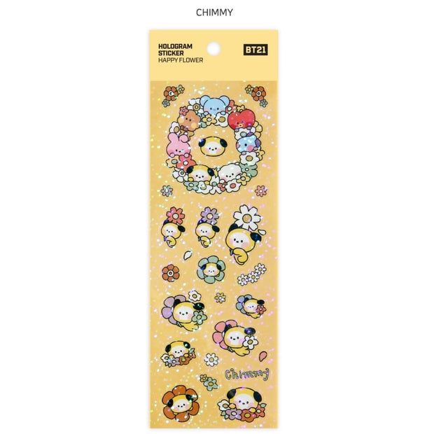 BT21 - OFFICIAL HOLOGRAM STICKER/ HAPPY FLOWER